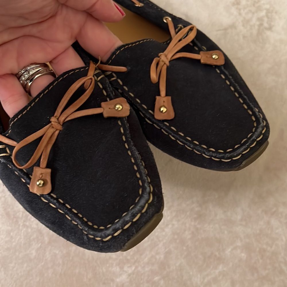 Clark’s Artisan Sz 9 Navy Suede Leather Rubber Sole Loafers EUC - Picture 6 of 9